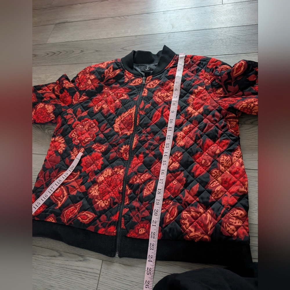 Jason Wu Red‎ Black Floral Quilted Bomber Jacket Size Medium - Picture 8 of 8